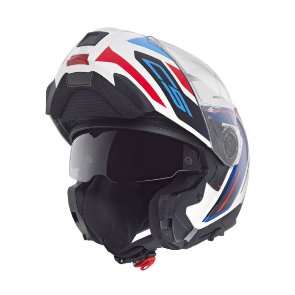 Комплект: шолом щелепний Schuberth C5 Omega біло-синьо-червоний + спеціалізований мотоінтерком Schuberth SC2