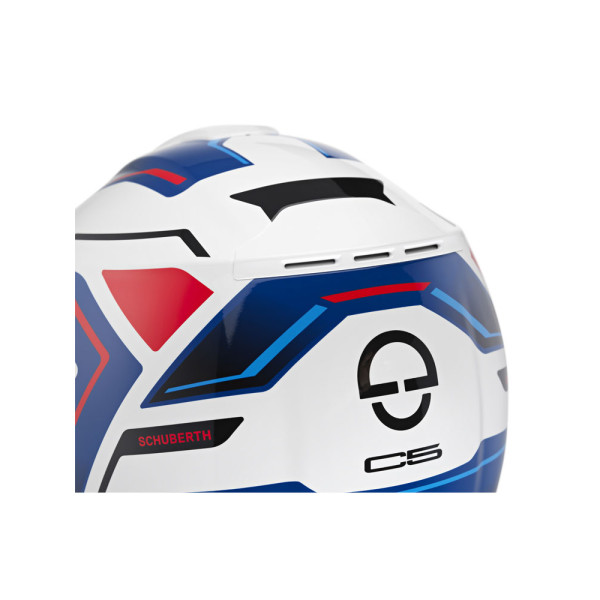 Комплект: шолом щелепний Schuberth C5 Omega біло-синьо-червоний + спеціалізований мотоінтерком Schuberth SC2