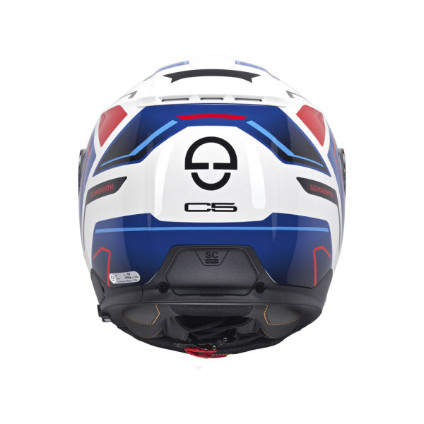 Комплект: шолом щелепний Schuberth C5 Omega біло-синьо-червоний + спеціалізований мотоінтерком Schuberth SC2