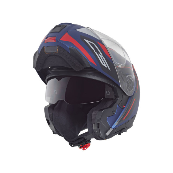 Комплект: шолом щелепний Schuberth C5 Omega синьо-чорно-червоний + спеціальний мотоциклетний інтерком Schuberth SC2