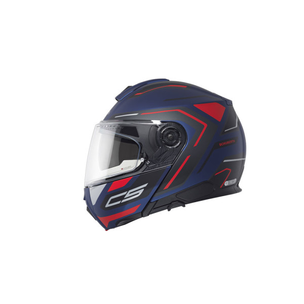 Комплект: шолом щелепний Schuberth C5 Omega синьо-чорно-червоний + спеціальний мотоциклетний інтерком Schuberth SC2