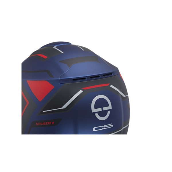 Комплект: шолом щелепний Schuberth C5 Omega синьо-чорно-червоний + спеціальний мотоциклетний інтерком Schuberth SC2