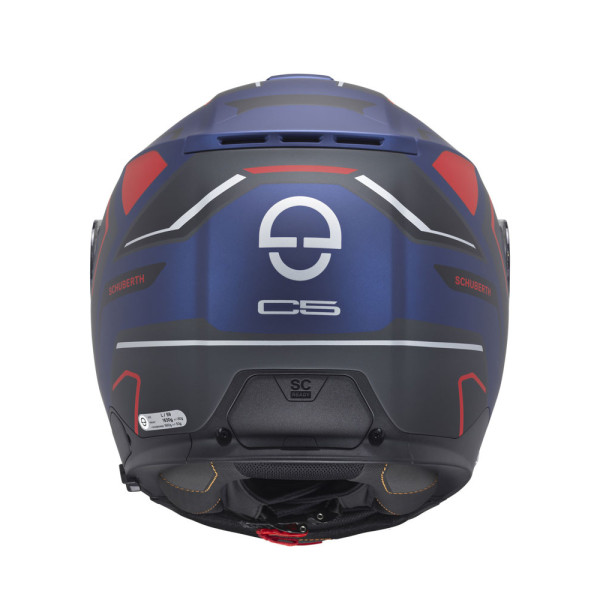 Комплект: шолом щелепний Schuberth C5 Omega синьо-чорно-червоний + спеціальний мотоциклетний інтерком Schuberth SC2