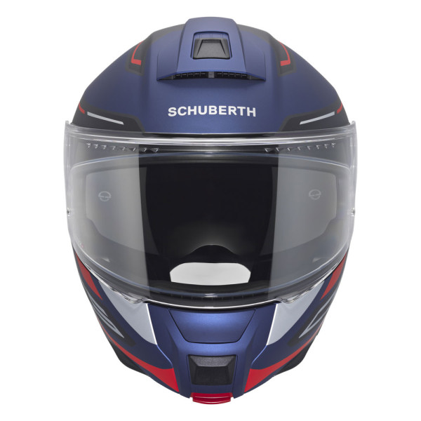 Комплект: шолом щелепний Schuberth C5 Omega синьо-чорно-червоний + спеціальний мотоциклетний інтерком Schuberth SC2