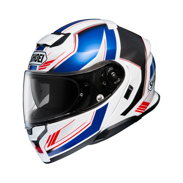 Комплект: шолом з підборіддям Shoei Neotec 3 Grasp TC-10 біло-синій + спеціалізований мотоінтерком Sena SRL 3