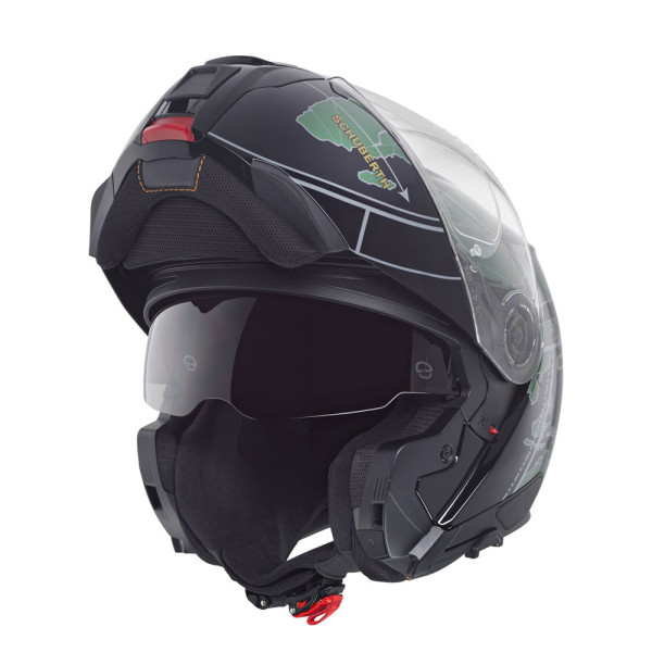 Комплект: шолом з підборіддям Schuberth C5 Globe зелено-чорний + спеціалізований мотоінтерком Schuberth SC2