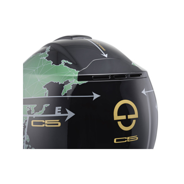 Комплект: шолом з підборіддям Schuberth C5 Globe зелено-чорний + спеціалізований мотоінтерком Schuberth SC2