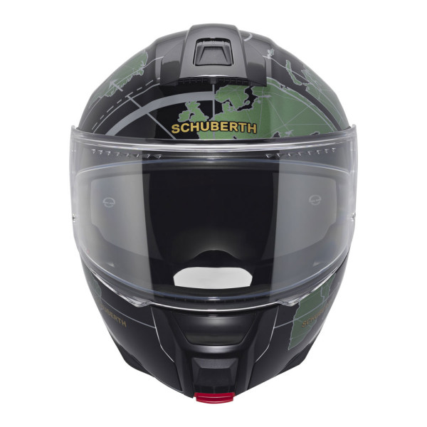 Комплект: шолом з підборіддям Schuberth C5 Globe зелено-чорний + спеціалізований мотоінтерком Schuberth SC2