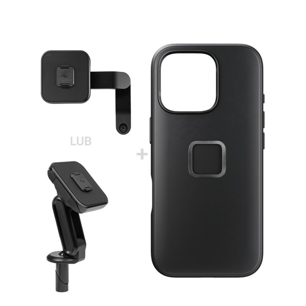 Комплект для мотоцикла: чохол Peak Design Mobile Everyday Clarino для смартфона iPhone 16 Pro + мотоциклетне кріплення