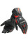 Кожані мотоциклетні рукавички Dainese Steel-Pro чорні-флюо червоні