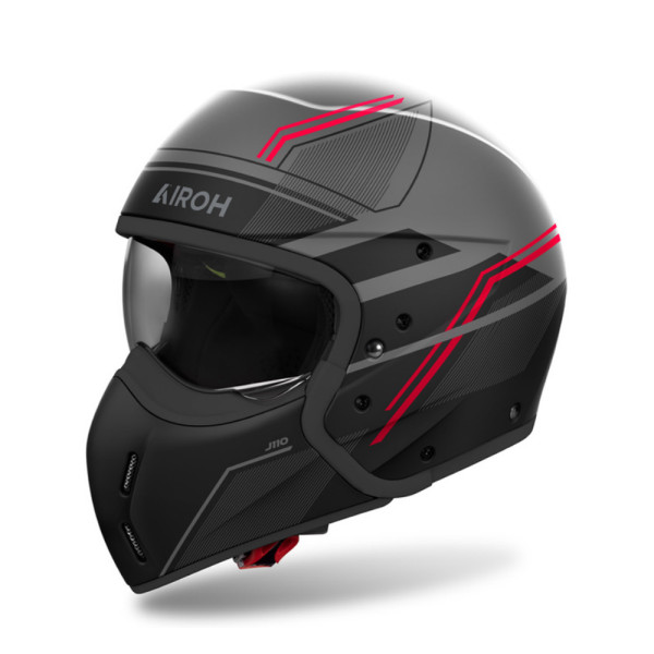 Модульний шолом Airoh J110 Slim чорний-червоний матовий