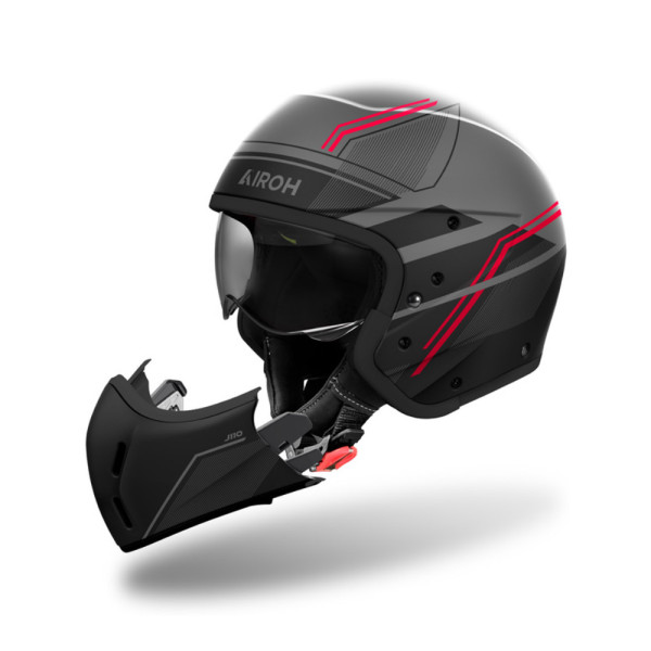 Модульний шолом Airoh J110 Slim чорний-червоний матовий