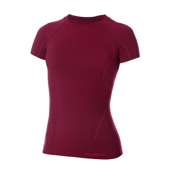 Жіноча футболка Brubeck Active Wool з коротким рукавом сливова