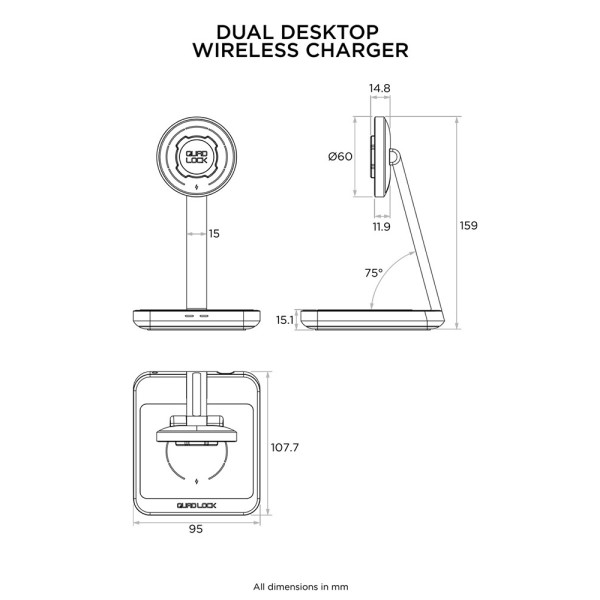 Подвійна безпровідна зарядка для телефону MAG Dual Desktop Quad Lock на стіл