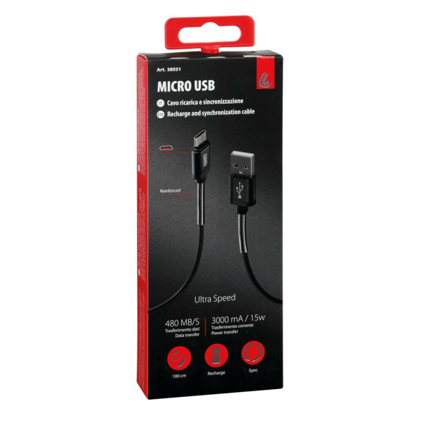 Кабель USB Лампа з виходом micro USB 100 см чорний