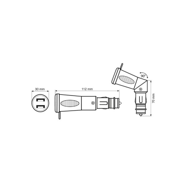 Зарядний пристрій Lampa 2 порти USB 2500mA; 12/24 V