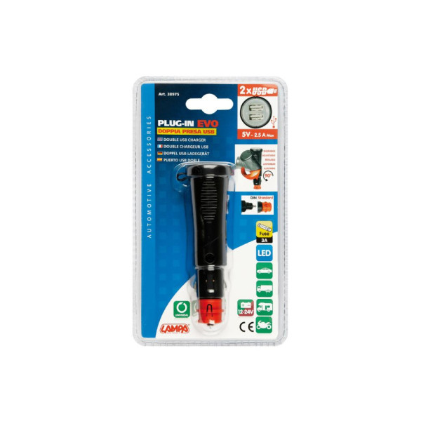 Зарядний пристрій Lampa 2 порти USB 2500mA; 12/24 V