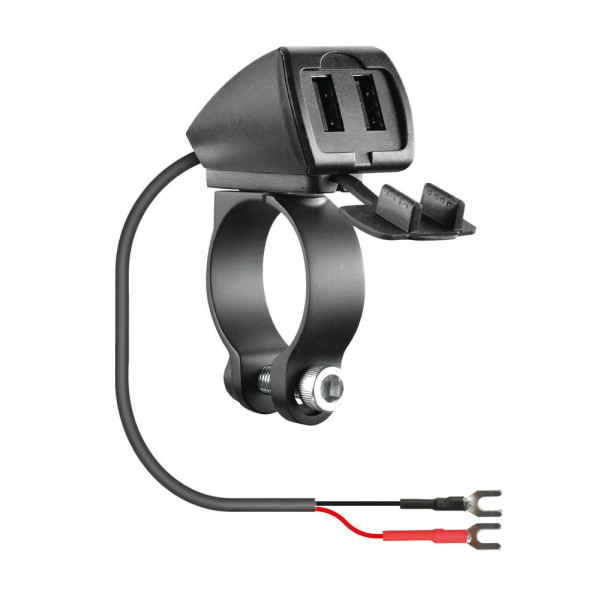 Подвійна, водонепроникна зарядка USB Лампа Usb-Fix Trek з кріпленням до керма мотоцикла швидка зарядка; 5400 mA; 12/24 V