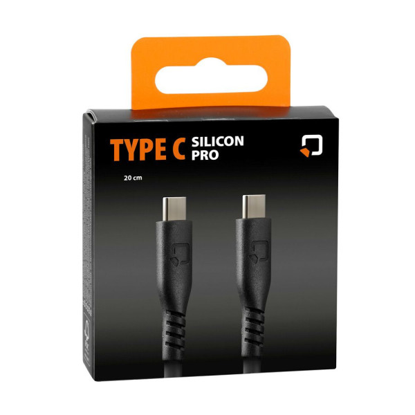 Кабель USB типу C з виходом USB типу C Лампа 20 см силіконовий чорний