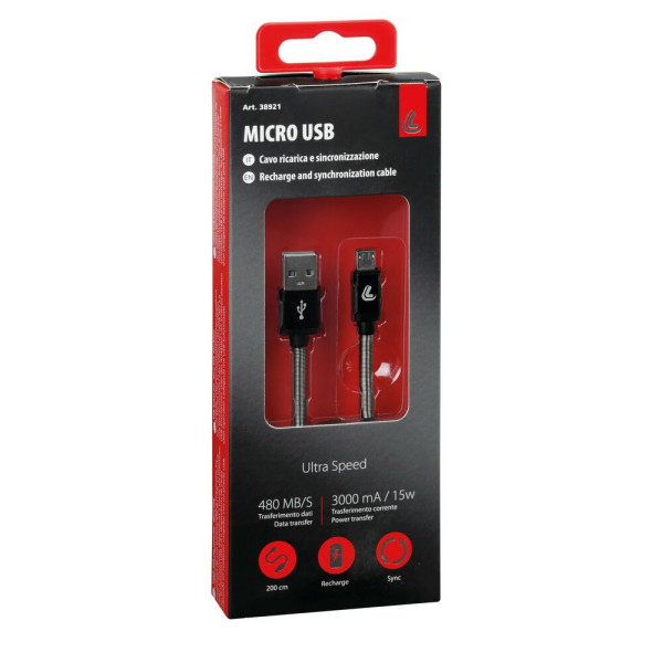Кабель USB Лампа з виходом micro USB 200 см чорний