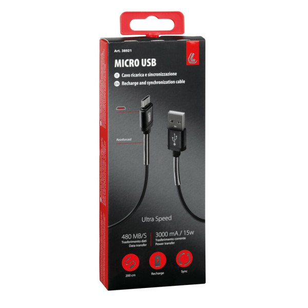 Кабель USB Лампа з виходом micro USB 200 см чорний