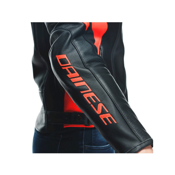 Куртка мотоцикловая жіноча шкіряна Dainese Racing 4 чорна-червона