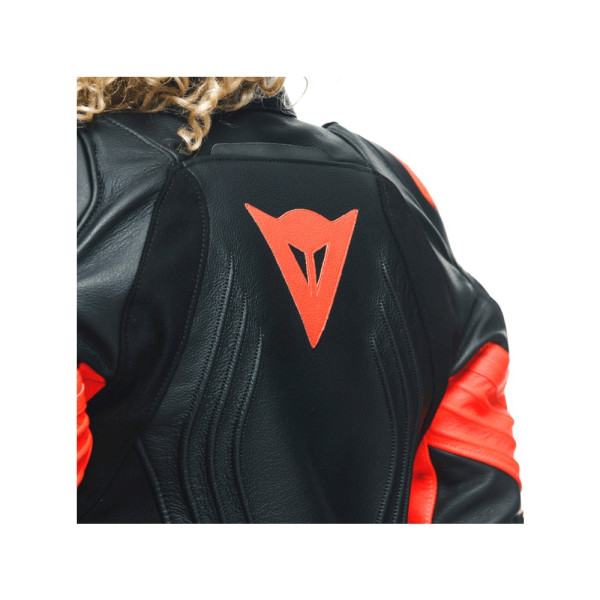 Куртка мотоцикловая жіноча шкіряна Dainese Racing 4 чорна-червона