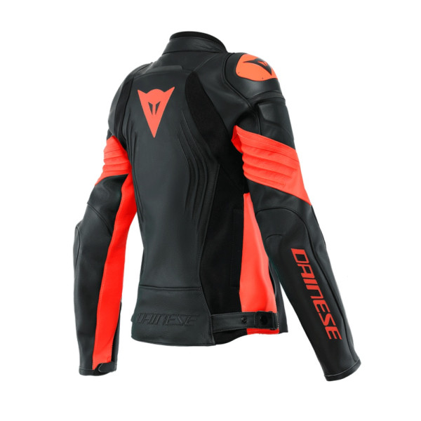 Куртка мотоцикловая жіноча шкіряна Dainese Racing 4 чорна-червона