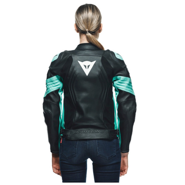 Жіноча шкіряна мотоциклетна куртка Dainese Racing 4 чорна-зелена