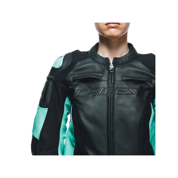Жіноча шкіряна мотоциклетна куртка Dainese Racing 4 чорна-зелена