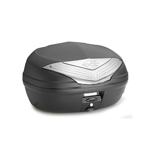 Центральний кофр Kappa K466N Monolock Urban Tech з монтажною платою, чорний з білим відблиском об'єм: 46 л