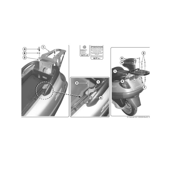 Кріплення Kappa під центральний кофр Monolock® Piaggio X9 200-250-500 EVOLUTION (03 > 08)