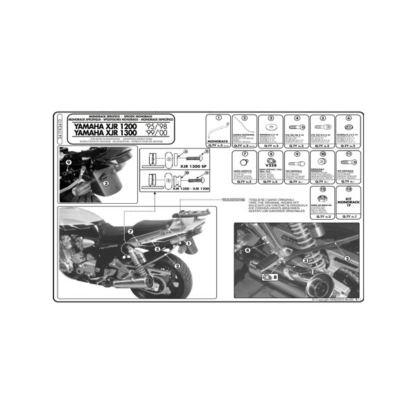 Кріплення Kappa під центральний кофр MONOKEY і MONOLOCK до XJR 1300 (98-02) і XJR 1200 (95-99)