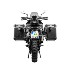 Комплект: бічні кофри чорні Zega Evo X + срібні стійки Touratech для Husqvarna Norden 901 об'єм: 45+45л