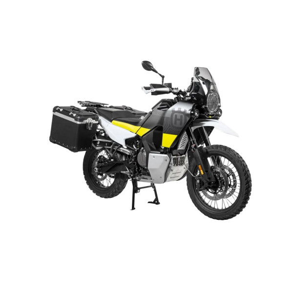 Комплект: бічні кофри чорні Zega Evo X + срібні стійки Touratech для Husqvarna Norden 901 об'єм: 45+45л