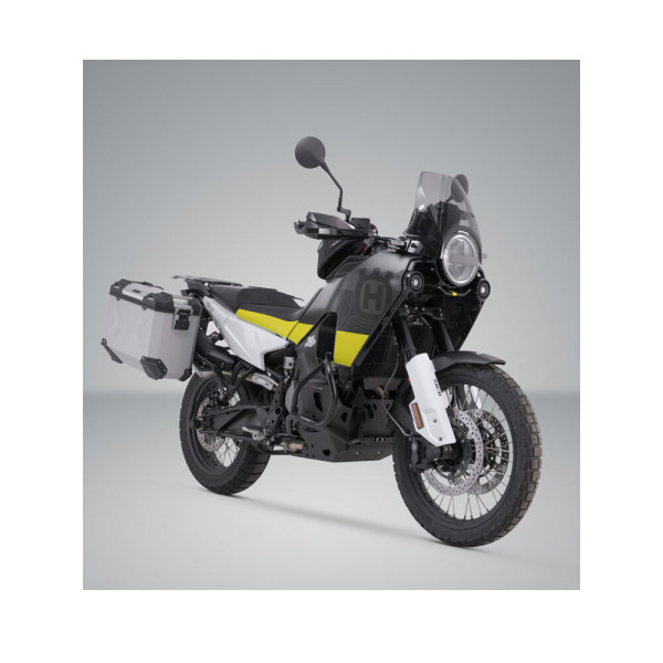 Комплект: бічні кофри TRAX ADV + кріплення PRO 45/37 L Sw-Motech Husqvarna Norden 901 HQV N (21-), Norden 901 Expedition (23-) (об'єм 37 і 45 L) сріблясті