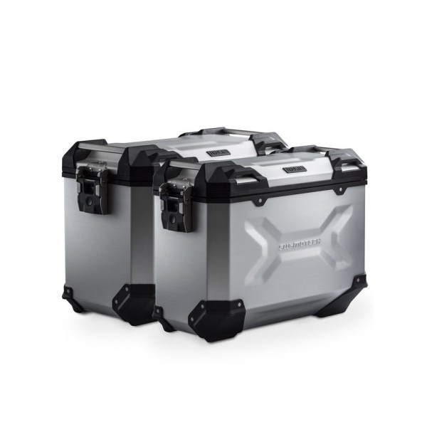 Комплект: бічні кофри TRAX ADV + кріплення EVO SW-MOTECH 37/45 L для мотоцикла BMW R 1200 GS / ADV (04-13) об'єм 37 і 45 L срібні