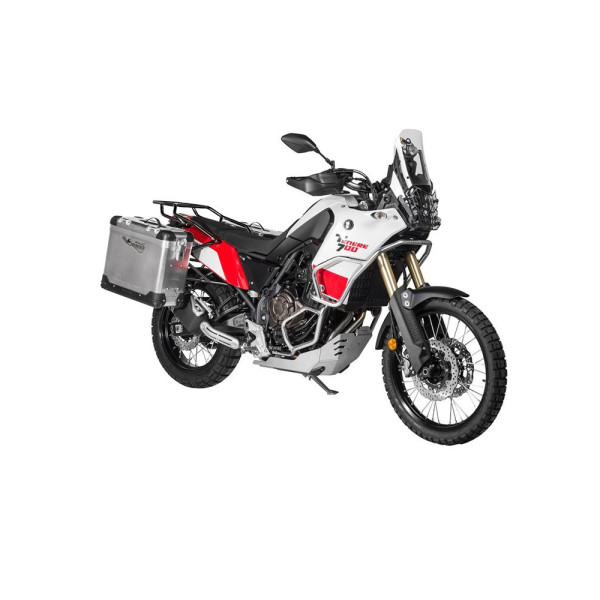 Комплект: бічні алюмінієві кофри сріблясті Zega Pro + чорні стелажі Touratech Yamaha Tenere 700 / World Raid (31+38L)