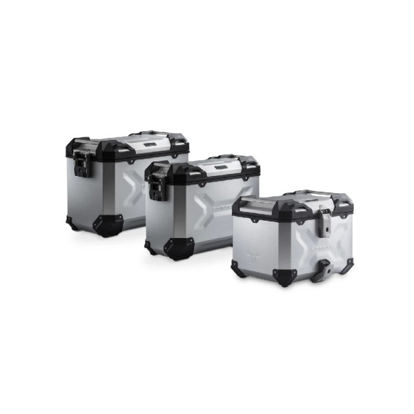 Комплект: бічні кофри 45/37L + центральний кофр 38L TRAX ADV+ кріплення SW-Motech Voge 900 DSX (23-) сріблясті