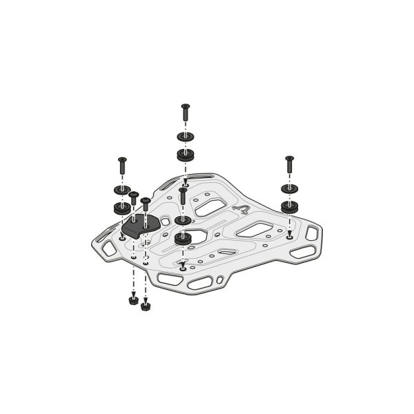 Комплект: центральний кофр срібний TRAX ADV + стійка Adventure-rack SW-Motech Moto Guzzi Stelvio (23-) об'єм: 38л