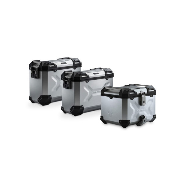 Комплект: бічні кофри 45/37L + центральний кофр 38L TRAX ADV+ кріплення SW-MOTECH для мотоцикла BMW R 1250 GS / Adventure (21-) сріблясті
