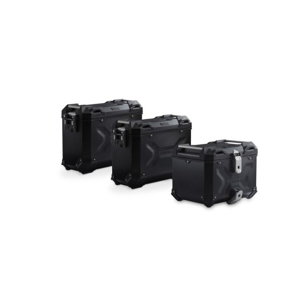 Комплект: бічні кофри 45/37L + центральний кофр 38L TRAX ADV+ кріплення SW-MOTECH для мотоцикла Moto Guzzi V85 TT (19-) чорні