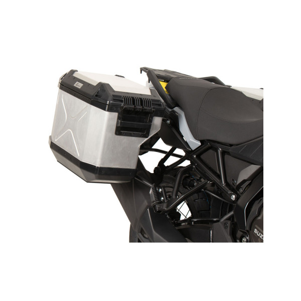 Комплект: бічні кофри + кріплення Hepco&Becker Xplorer Cutout для Suzuki V-Strom 800 DE (23-) сріблясті