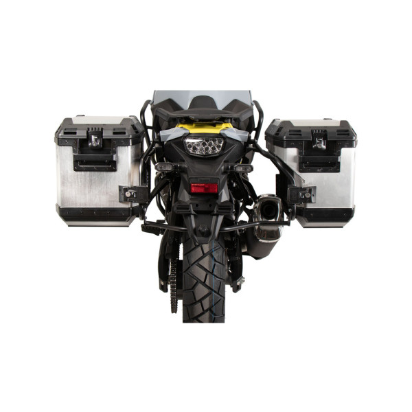 Комплект: бічні кофри + кріплення Hepco&Becker Xplorer Cutout для Suzuki V-Strom 800 DE (23-) сріблясті