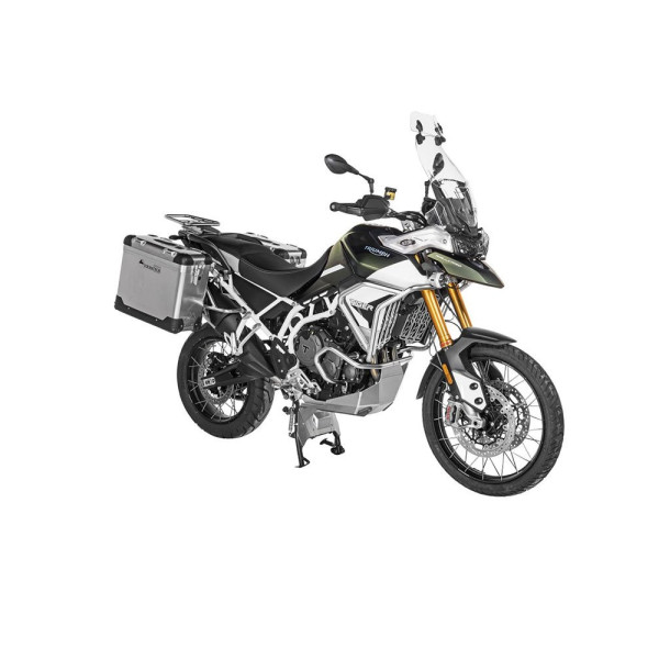 Комплект: бічні алюмінієві кофри срібні Zega Pro + срібні стійки Touratech для Triumph Tiger 900 Rally / Pro / GT / GT Pro (20-) (31+38L)