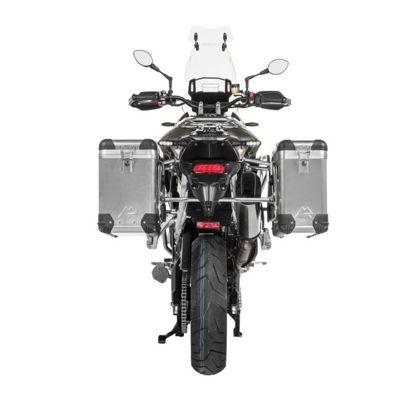 Комплект: бічні алюмінієві кофри срібні Zega Pro + срібні стійки Touratech для Triumph Tiger 900 Rally / Pro / GT / GT Pro (20-) (31+38L)