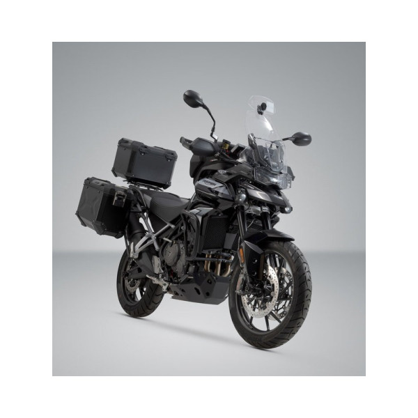 Комплект: бічні кофри 37/45 + центральний кофр 38 TRAX ADV + стійка SW-MOTECH Triumph Tiger 900/GT/Rally/Pro (19-23) чорні