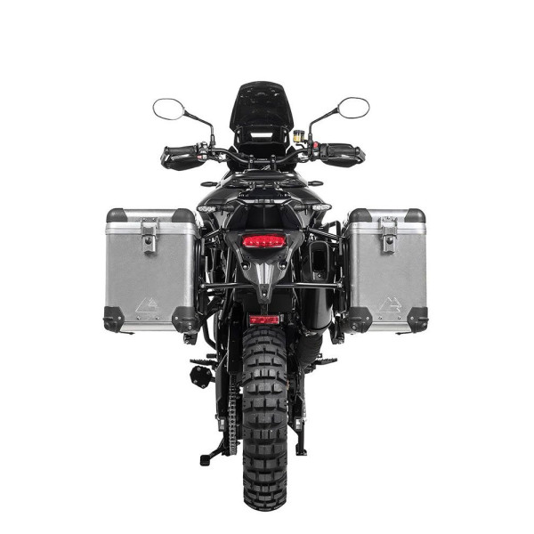 Комплект: бічні алюмінієві кофри срібні Zega Pro + чорні стійки Touratech для Triumph Tiger 900 Rally / Pro / GT / GT Pro (20-) (38+45L)