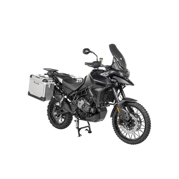 Комплект: бічні алюмінієві кофри срібні Zega Pro + чорні стійки Touratech для Triumph Tiger 900 Rally / Pro / GT / GT Pro (20-) (38+45L)