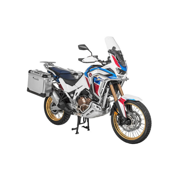 Комплект: бічні алюмінієві кофри срібні Zega Pro + чорні стелажі Touratech для Honda CRF1100L Africa Twin (22-)/ Adventure Sports (31+38L)
